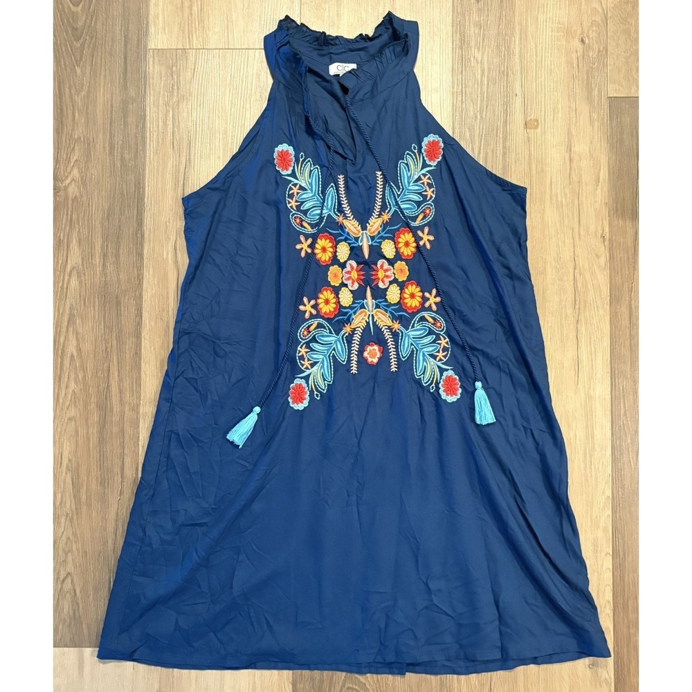 Chic Collection XL Mini Embroidered Tasseled Rayon Dress made in india